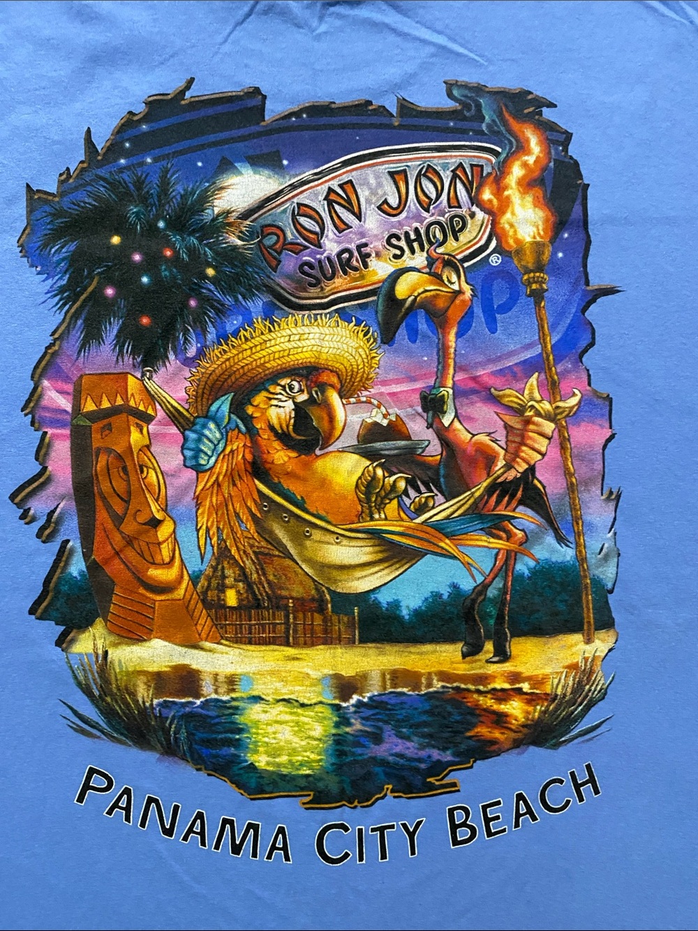 Ron Jon surf shop Mens size XXL Light Blue Short Sleeve Tee Panama City beach - Picture 2 of 16